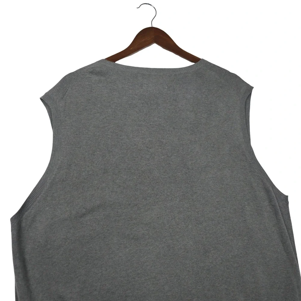 Polo Ralph Lauren XXL Pima Cotton Sweater Vest Gray V-Neck Blue Pony Preppy Golf